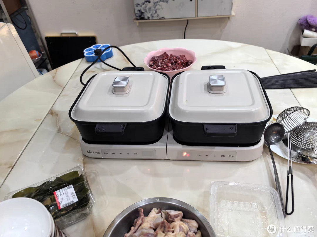 小熊叠叠锅电火锅分体式鸳鸯大容量料理锅家用蒸煮煎烤肉多功能锅